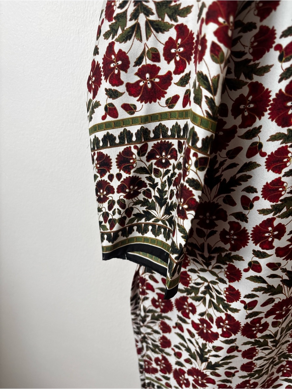 eskandar Red and Green Floral Cream Blouse size 0 - Picture 3 of 15